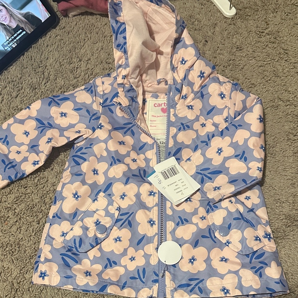 Carter's Blue and Pink Floral Raincoat